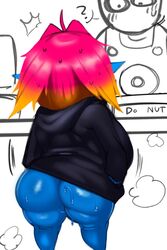 1girls adelia_(changbae) almost_caught ass big_ass bottomless breasts changbae female goblin goblin_female hoodie huge_ass huge_breasts public shortstack sweat thick_thighs wide_hips