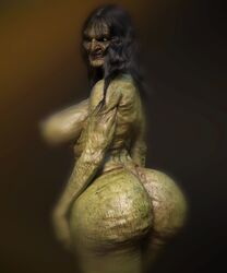 1girls 3d big_ass big_butt blurry butt creepy dat_ass daz_studio gilf glowing_eyes green_skin hairy hairy_butt hairy_legs horror looking_at_viewer mature mature_female milf misuzalha3d nightmare_fuel olga_(misuzalha3d) original_character rear_view render scary shoulder_length_hair thick_legs thick_thighs ugly_woman wide_hips witch yellow_eyes