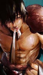 1boy abdomen blood dilf inventory_curse jujutsu_kaisen male male_only muscles muscular muscular_male nipples nnoah_1013 nude realistic solo sweat toji_fushiguro