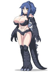 1girls 2019 abs bare_midriff bare_thighs big_breasts blue_hair buti-yu cleavage female gijinka godzilla godzilla_(series) huge_breasts monster_girl monsterverse solo solo_female tagme white_background yellow_eyes