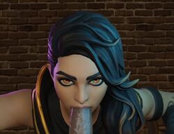 1boy1girl 1girls 3d alley black_hair brown_eyes clothed_female dark-skinned_female eye_contact eyebrows eyelashes eyeshadow fellatio female fortnite fortnite:_battle_royale general_lewd human light-skinned_female light_skin male naughty_face oral orange_eyes penis pov sandstorm_(fortnite) seductive_eyes short_hair straight sucking tattoo topwear two_tone_hair yellow_hair