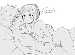 1boy 1boy1girl 1girls bed breasts breasts_on_chest female grchloex hugging katsuki_bakugou male my_hero_academia ochako_uraraka pussy spiky_hair straight tagme vaginal_sex