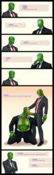 4chan anon bara blowjob comic drawfag drawthread_request erection gay green_skin half-dressed male_focus male_only muscles muscular oral penis saliva suit tonitrvvm unzipped