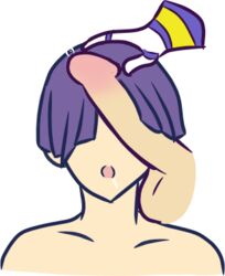 covered_eyes disembodied_hand disembodied_penis drawfag drawthread_request erection ex_(puyo_puyo_tetris) gay male_focus male_only naked penis penis_on_face purple_hair puyo_puyo saliva sasaki_maguro solo_male