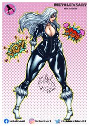 1girls 2020 aqua_eyes big_ass black_cat_(marvel) black_latex felicia_hardy female female_focus female_only long_hair looking_at_viewer marvel marvel_comics metalexsart spider-man_(series) thick_thighs watermark white_hair