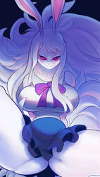 2020 black_sclera breasts bunny_girl carrot_(one_piece) female female_focus female_only fully_clothed large_breasts legs_apart long_hair looking_at_viewer noblood one_piece rabbit_ears rabbit_tail red_eyes ryandomonica sulong_carrot thick_thighs thighs voluptuous white_fur white_hair