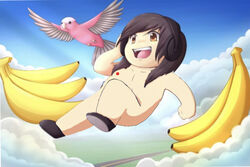 banana chibi_masae edit flat_chest headphones masaeanela parrot tagme