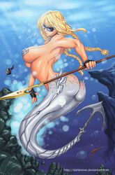 1girls anchor ass big_breasts blonde_hair braided_hair braided_twintails breasts bubbles coral_reef darkereve female_focus female_only fingerless_gloves fish harpon light-skinned_female mermaid mermaid_tail metal_nipples metal_skin metal_tail naked naked_female nude nude_female ocean pale-skinned_female pin-up pin_up pinup rocks sea solo solo_female solo_focus sunglasses tinted_eyewear underwater underwear