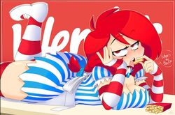 1girls food french_fries lowres red_eyes red_hair toon_michaela toxicsoul77 wendy's wendy_thomas