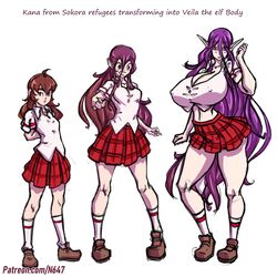 1girls ass_expansion breast_expansion breasts cleavage color elf elf_female female female_only growth hair_growth huge_breasts kana_(sokora_refugees) n647 nipple_bulge pointy_ears sokora_refugees solo thick_thighs thin_waist tokyopop transformation transformation_sequence veila_(sokora_refugees) voluptuous wide_hips