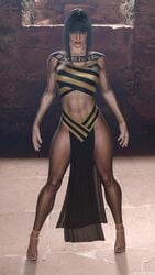 3d abs alternate_costume athletic_female belly bracelets dark-skinned_female dress female high_heels human mortal_kombat mortal_kombat_x muscular_female open_toe_shoes pelvic_curtain red_lipstick shizzyzzzzzz shoes tanya_(mortal_kombat) thick_thighs toes