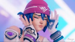 1girls 3d animated antifragile_kira-kira bare_shoulders beanie bewyx blizzard_entertainment blue_hair blurry_background brown_eyes clothed cum cum_on_face cumshot facial facial_markings female female_focus female_only fingerless_gloves headphones headphones_around_neck headwear kiriko_(overwatch) kiriko_kamori le_sserafim multicolored_hair one_eye_closed overwatch overwatch_2 pink_nails presenting short_hair solo solo_female solo_focus sound sound_effects video voice_acted yellow_hair