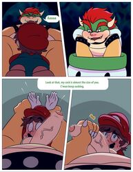 2boys 4_panel_comic bara big_penis bowser cock comic gay koopa koopa_clown_car male_only mario mario_(series) multiple_boys nintendo penis penis_on_face salad_pervert super_mario_64 super_mario_bros. yaoi