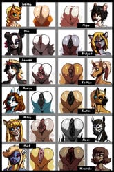 accessory alexi_(wsad) anthro arctic_wolf bernese_mountain_dog bittenhard black_body black_fur black_hair blonde_hair blue_body blue_eyes bobtail_cat braided_hair bridget_(wsad) brown_body brown_eyes brown_fur brown_hair canid canine canis chart clitoral_hood clitoris clitoris_piercing collie domestic_cat domestic_dog dragon equid equine eyeshadow felid feline felis female fox fur genital_piercing genitals german_shepherd giant_panda green_eyes grey_body grey_fur group hair hair_accessory herding_dog horse japanese_bobtail kaitlyn_(wsad) komodo_dragon lauren_(wsad) lineup lizard long_hair makeup mammal markings min_(bittenhard) mint_(bittenhard) miranda_(wsad) mitsy_fields_(wsad) miyu_(wsad) model_sheet molosser monica_blackwater_(wsad) monitor_lizard mountain_dog orange_body orange_fur pastoral_dog piercing pussy pussy_gallery rachel_(wsad) reptile scalie sheepdog short_hair striped_markings stripes swiss_mountain_dog tabitha_(wsad) ursid white_body white_fur wolf yellow_body yellow_eyes yellow_skin zebra