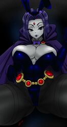 1girls bunny_ears busty dc dc_comics female female_focus female_only ggrimmfield hourglass_figure rachel_roth raven_(dc) sitting smooth_skin tagme teen_titans wide_hips