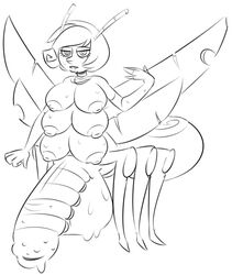 anonymous_artist antennae_(anatomy) anthro areola arthropod arthropod_abdomen balls bodily_fluids breasts collar curled_hair drooling firefly foreskin futanari genitals hair herm homestuck humanoid hybrid hyper insect_penis insect_wings intersex monochrome mspaintadventures multi_breast multi_leg multi_limb nubbed_penis penis saliva serenity_(homestuck) spiral_eyes sweat sweaty_balls sweaty_genitalia sweaty_penis taur warts wings