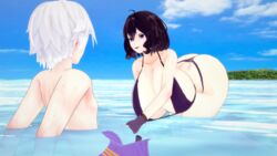 3d alternate_breast_size ass_cleavage beach big_breasts bikini butt_crack father_and_daughter fire_emblem fire_emblem_awakening huge_breasts light-skinned_female light-skinned_male light_skin morgan_(fire_emblem) morgan_(fire_emblem)_(female) nintendo ocean outdoors outside purple_hair rhcpftw robin_(fire_emblem) robin_(fire_emblem)_(male) sand short_hair swimsuit swimwear thighs water wet wide_hips