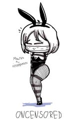 1girls 2d bondage bunny_costume bunny_girl female female_only fishnets frisk gag high_heels human human_female human_only oncensored over_the_mouth_gag rope_bondage solo undertail undertale undertale_(series)