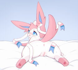 1girls absurd_res anus bent_over blush canid canine eeveelution female female_only feral flong fur furry furry_only genitals hi_res looking_at_viewer looking_back mammal nintendo open_mouth pokemon pokemon_(species) pussy sex simple_background solo sylveon tail video_games