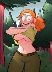 arkeus big_breasts breasts female orange_hair park_ranger ranger_tabes solo solo_female tagme we_bare_bears