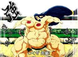 1girls belly big_belly big_breasts bloated bloated_belly blue_hair breasts female female_sumo huge_belly huge_breasts hyper_muscles japanese_text massive_breasts mawashi miche-san musclegut muscles muscular muscular_female nipples strongfat sumo