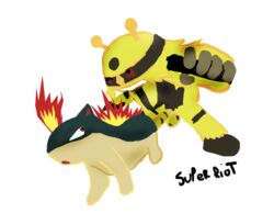 color electivire feral fire fur insertion interspecies male male/ambiguous nintendo nude penis pokemon pokemon_(species) quilava sex size_difference super_riot tagme