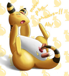 ampharos blush color disembodied_hand disembodied_penis female feral human insertion interspecies male nintendo nude penis pokemon pokemon_(species) pokephilia sex shiroisora sitting straight tagme tear vulva