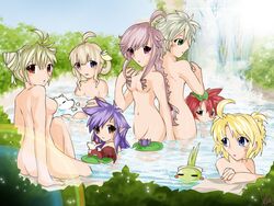 6+girls ass blonde_hair blue_eyes breast canine eternal_sonata female green_eyes multiple_girls nude pink_eyes pink_hair purple_eyes purple_hair red_eyes tagme waterfall