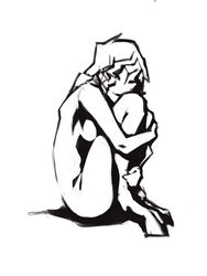 1girls black_and_white curled_up cute female female_only monochrome solo solo_female tagme tau warhammer_(franchise) warhammer_40k