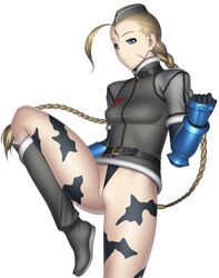 boots braid cameltoe cammy_white capcom female female_only footwear garrison_cap hair hat human kansuke long_hair pointy_chin scar solo straight_hair street_fighter twin_braids very_long_hair wedgie