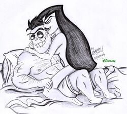 cowgirl_position disney disney_channel dr._drakken female greyscale human kim_possible male male_nipples medium_breasts monochrome sex shego straight straight_hair