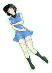 beige_skin black_hair boots brown_eyes closed_mouth clothes color dress female female_only footwear front_view hair looking_at_viewer lying on_back open_eyes panties pointy_ears rule_63 solo spock star_trek starfleet_insignia starfleet_uniform transparent_background