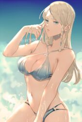 black_clover blonde_female blonde_hair blue_eyes braided_hair breasts charlotte_roselei female_only long_hair solo_female solo_focus swimsuit