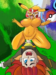 breasts commission commission_art cosplay_pikachu cowgirl_position nintendo nipples penetration pikachu pikachu_libre pokémon_(species) pokemon pokephilia pussy sir_anci vaginal_penetration