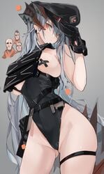 1girls arknights big_breasts big_hips black_pasties covered_nipples female female_only green_hair hat horns kemonomimi large_breasts large_hips mikozin nipple_pasties orange_eyes pasties police_hat police_uniform prison_guard prison_guard_uniform saria_(arknights) saria_(the_law)_(arknights) solo solo_focus tail thick_thighs thigh_strap thighs x_pasties