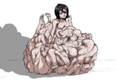 belly big_belly black_hair bleach breasts epastus female kuchiki_rukia mass_vore multiple_prey nipples same_size_vore short_hair vore