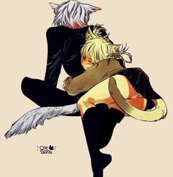 1boy 1boy1girl 1girls animal_ears animal_tail ass cat_ears cat_tail catgirl dog_ears dog_tail female flashing_panties himiko_toga hugging hugging_from_behind male my_hero_academia panties school_uniform shigaraki_tomura short_skirt skirt_lift tail thighs toga_himiko tomura_shigaraki under_skirt villain