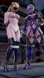 2girls 3d arms_behind_back blindfold blonde_hair bondage captured defeated female gag gagged humiliation isabella_valentine legs_tied long_hair milf mynameisbuck slave slavegirl sophitia_alexandra soul_calibur