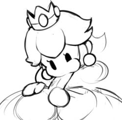 black_and_white fellatio mario_(series) mob_face nintendo notepaddy paper_mario paper_peach penis princess_peach white_background