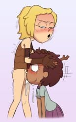 1futa 1girls 2d amphibia anne_boonchuy armor big_penis bottomless clothed cum cum_in_mouth cum_inside dark-skinned_female dark_skin deepthroat disney duo ejaculation erection fellatio female female_protagonist fully_clothed futa_on_female futanari human interracial light-skinned_futanari light_skin lowres mannysdirt oral orgasm pale_skin partially_clothed ponytail saint_james_school_uniform sasha_waybright school_uniform schoolgirl semen sex smooth_skin standing teenage_girl teenager teenager_on_teenager uniform young