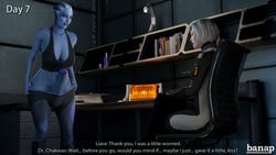 1futa 1girls 3d 3d_(artwork) alien asari banap big_penis blender blue_penis blue_skin comic comic_page desk dialogue doctor dr._karin_chakwas english_text examination futanari liara_t'soni mass_effect no_nut_november office_chair office_lady older_female pants_down penis_kiss pseudo_hair question sci-fi science_fiction text undressing white_hair younger_futanari