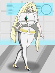 1girls 2021 balloon balloon_transformation female female_only gold500050 hourglass_figure huge_breasts human lusamine_(pokemon) pokemon pokemon_sm post_transformation transformation