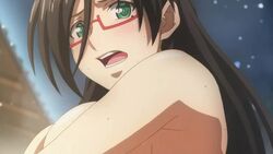 1boy 1girls 2018 animated anime_screencap areolae big_breasts black_hair breast_milk breast_sucking breastfeeding breasts drinking_milk female glasses green_eyes hasegawa_chisato huge_breasts lactation large_breasts male mature_female nipples ova production_ims screencap shinmai_maou_no_testament shinmai_maou_no_testament_departures snowing sound sound_edit straight_from_the_tap swallowing_sounds toujou_basara video