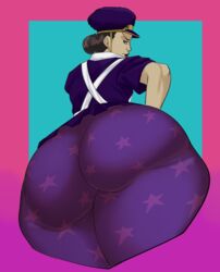 1girls ass ass_focus behemaid big_ass fat_ass female female_focus female_only hat huge_ass jojo's_bizarre_adventure jojolion kei_nijimura light-skinned_female light_skin looking_at_viewer looking_back pale-skinned_female pale_skin simple_background solo solo_female solo_focus thick_thighs wide_hips