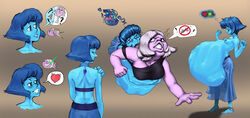 amethyst_(gem) amethyst_(steven_universe) belly big_belly blue_hair blue_skin breasts cartoon_network epastus female gem_(species) lapis_lazuli_(gem) lapis_lazuli_(steven_universe) nipples oral_vore purple_skin same_size_vore sequence steven_universe vore