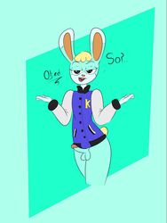 animal_crossing animal_crossing_new_horizons anthro anthro_only blonde_hair bunny bunny_boy femboy furroanexo green_fur lagomorph male_only mammal motoanexo nintendo oljed penis rabbit sasha_(animal_crossing)