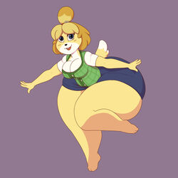 1girls animal_crossing anthro big_breasts furry huge_ass isabelle_(animal_crossing) massive_ass nintendo thick_thighs xchiseaxmargaritax