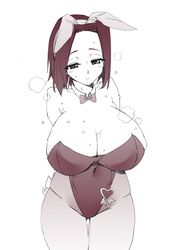 big_breasts breasts bunny_ears bunnysuit code_geass female kallen_stadtfeld leotard red_hair short_hair thick_thighs visible_breath