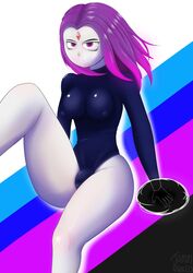 1girls bulge clothed clothing dc dc_comics fully_clothed futa_only futanari humanoid jammpakked leotard levitation long_hair looking_at_viewer magic nipple_bulge purple_eyes purple_hair rachel_roth raven_(dc) smooth_skin solo teen_titans thick_ass thick_thighs white_skin