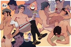 4boys abs ace_attorney anal anal_sex arm_hair armpit_hair asian asian_male ass balls bara barok_van_zieks black_hair blowjob body_hair boots chest_hair closed_eyes dai_gyakuten_saiban dialogue doggy_style foreskin foxbravo gay gloves gyakuten_saiban hair hairy hairy_armpits hairy_arms hairy_chest hat_only interracial kazuma_asogi male/male male_focus male_only male_penetrated male_penetrating moan moaning multiple_boys muscular muscular_male nude oral penetration penis pubic_hair purple_hair raiten_menimemo ryunosuke_naruhodo shirtless shirtless_(male) sideburns sucking text the_great_ace_attorney uncut violet_hair wine wine_glass yaoi